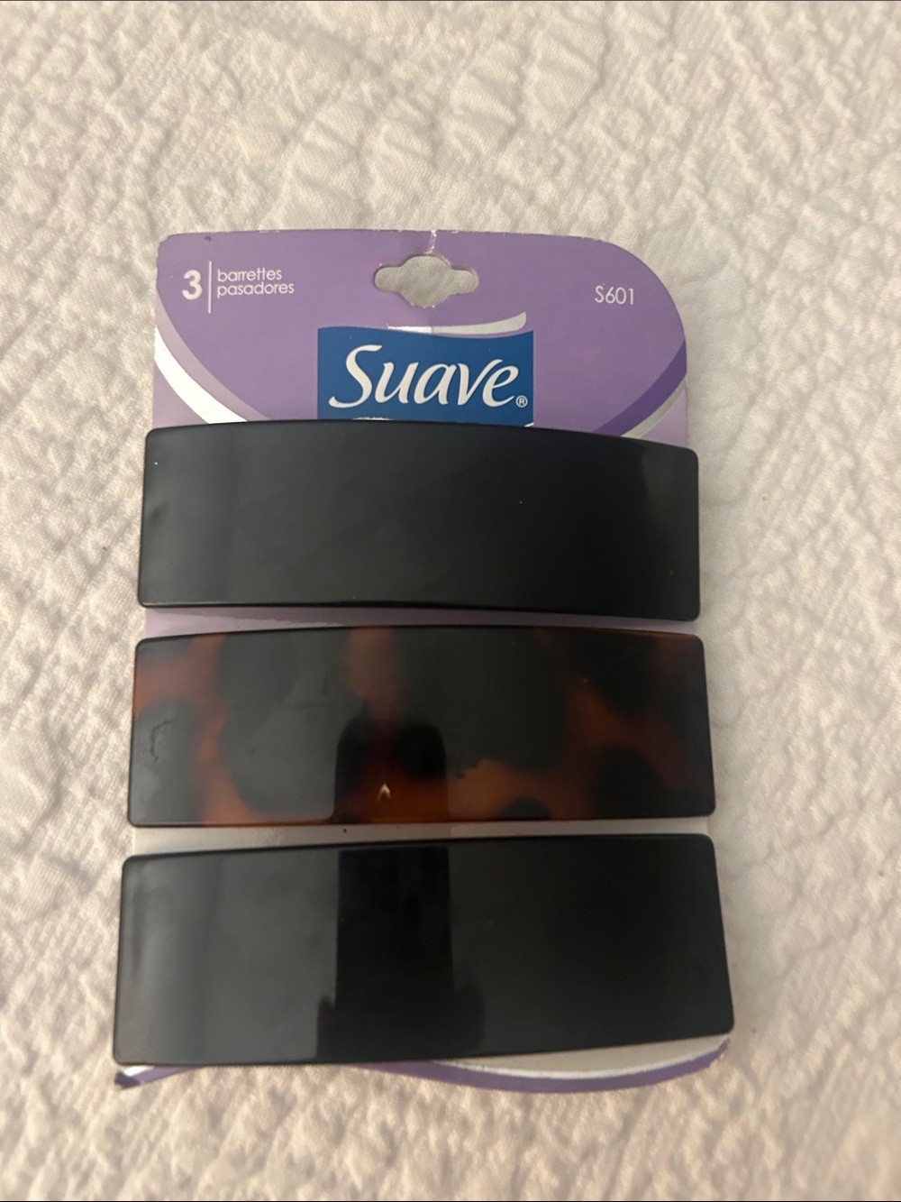 Vintage Y2K 2005 suave Unilever 3 pack large  faux tortoise shell barrettes NOS